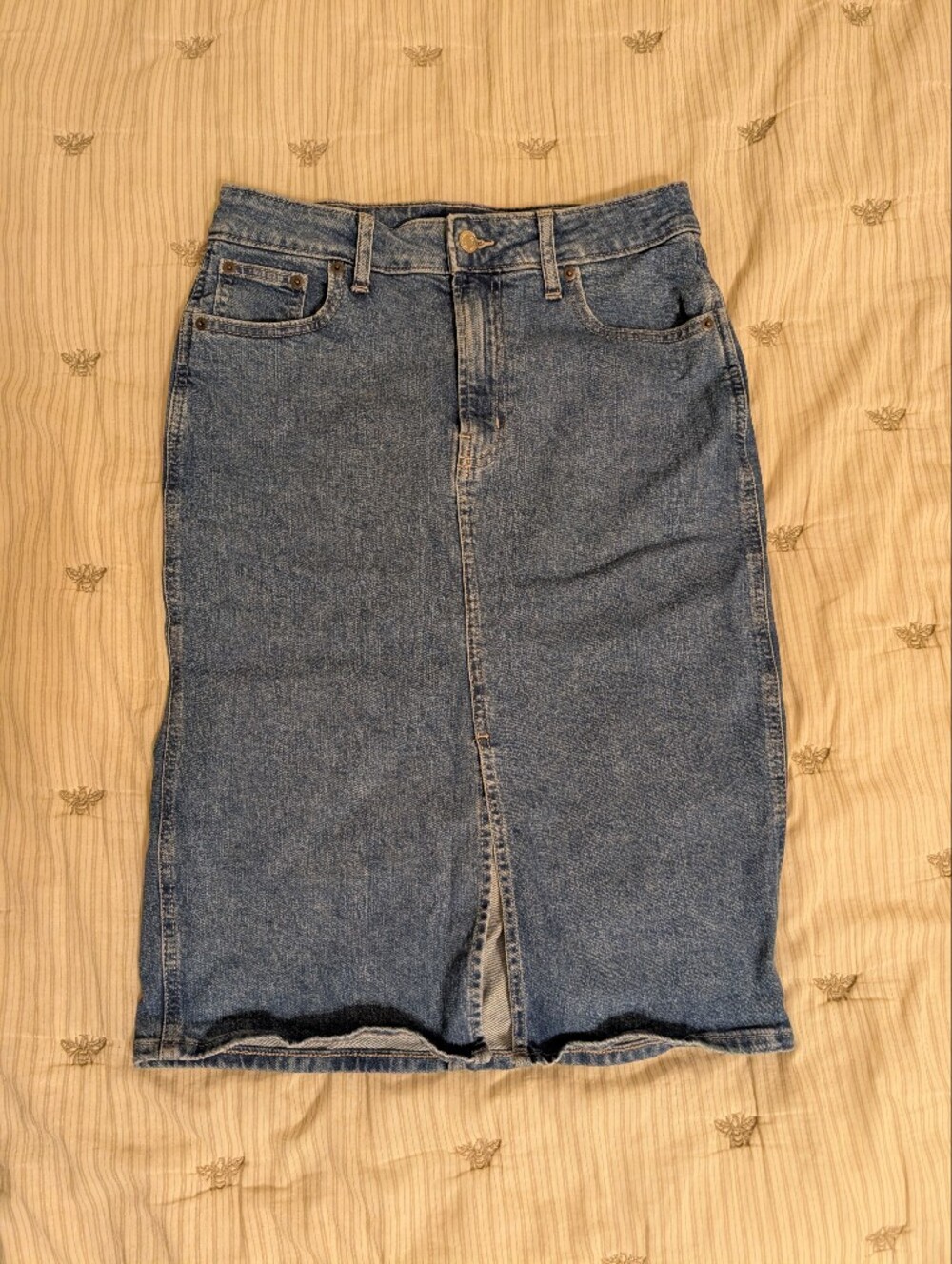 Gap Denim Split Font Denim Skirt Size‎ 8 / 29 Stretch Pencil Jean Skirt Blue